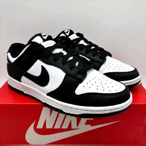 Nike Dunk Low Black & White Leather Sneakers DD1503 101 NIB Womens Size 8.5